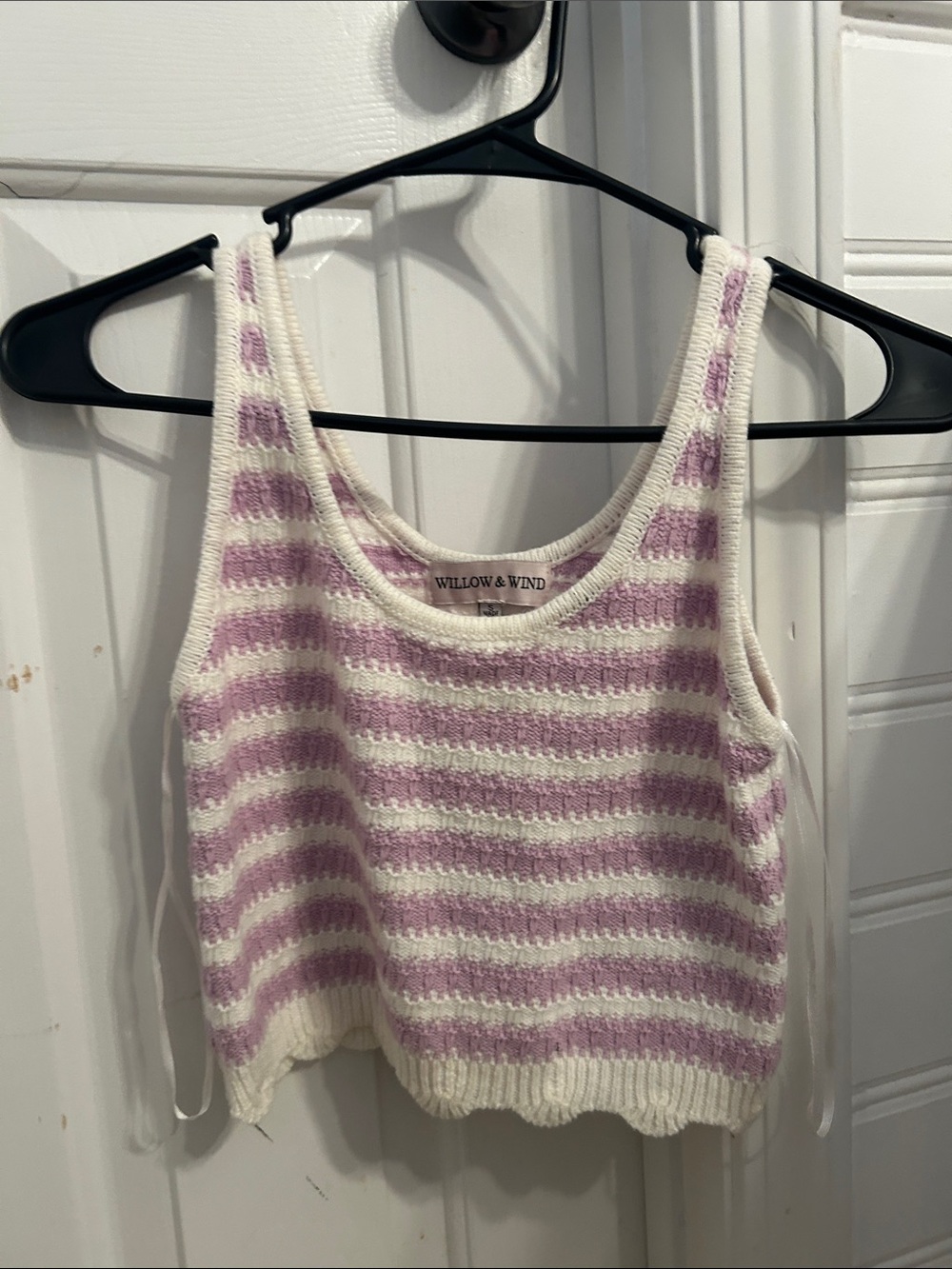 Target Cream and Light Purple Striped Knit Tank